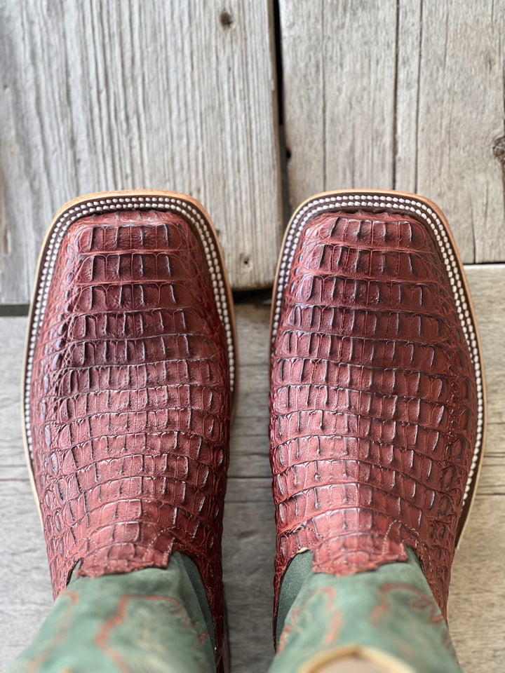 Toe View Anderson Bean | Rust Lux Hornback Caiman Boot