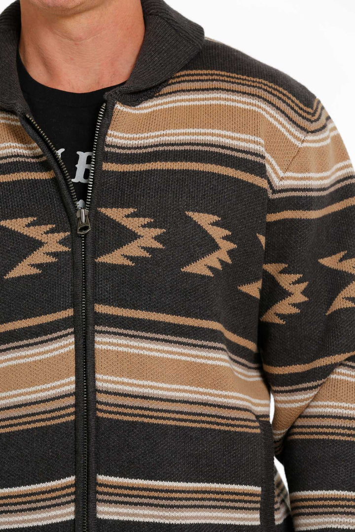 Front View Cinch | Charcoal Zip Sweater