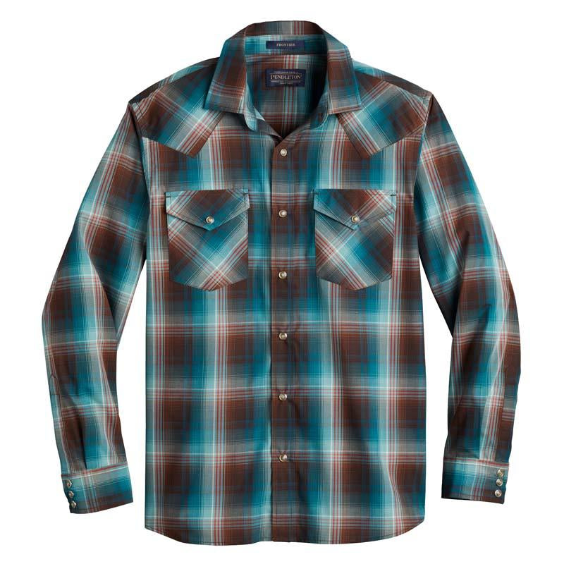 Pendleton Brown/Teal Windowpane LS Frontier Shirt