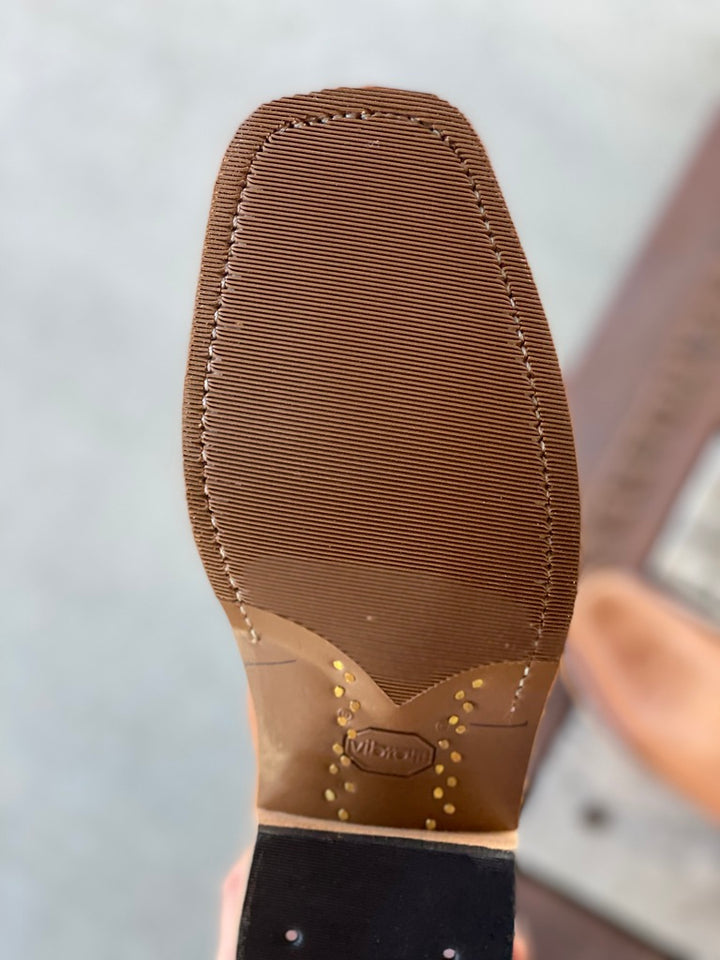 View of bottom sole Olathe Boot Co. Coffee Milled Mule Boot