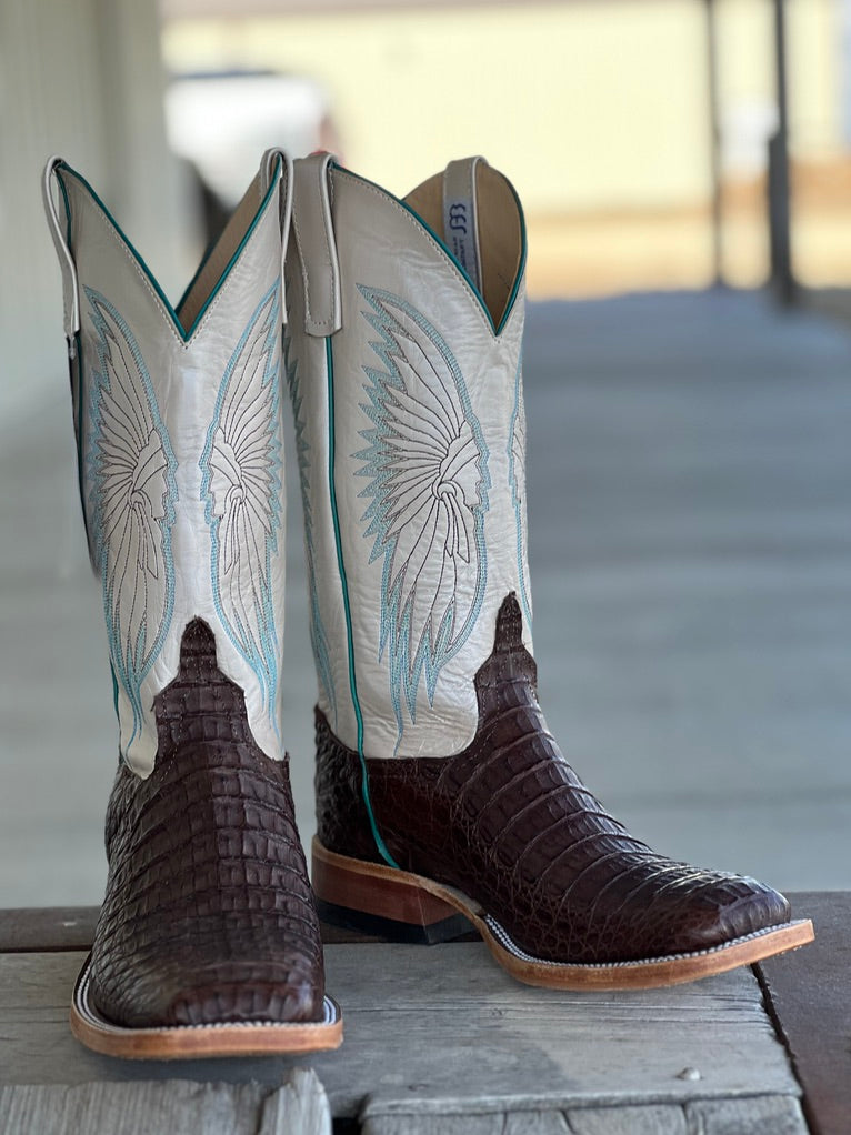 Anderson Bean Chocolate Lux Hornback Caiman Boot