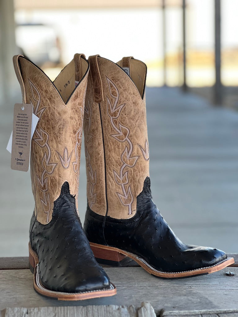 Anderson Bean Black Full Quill Ostrich Boot