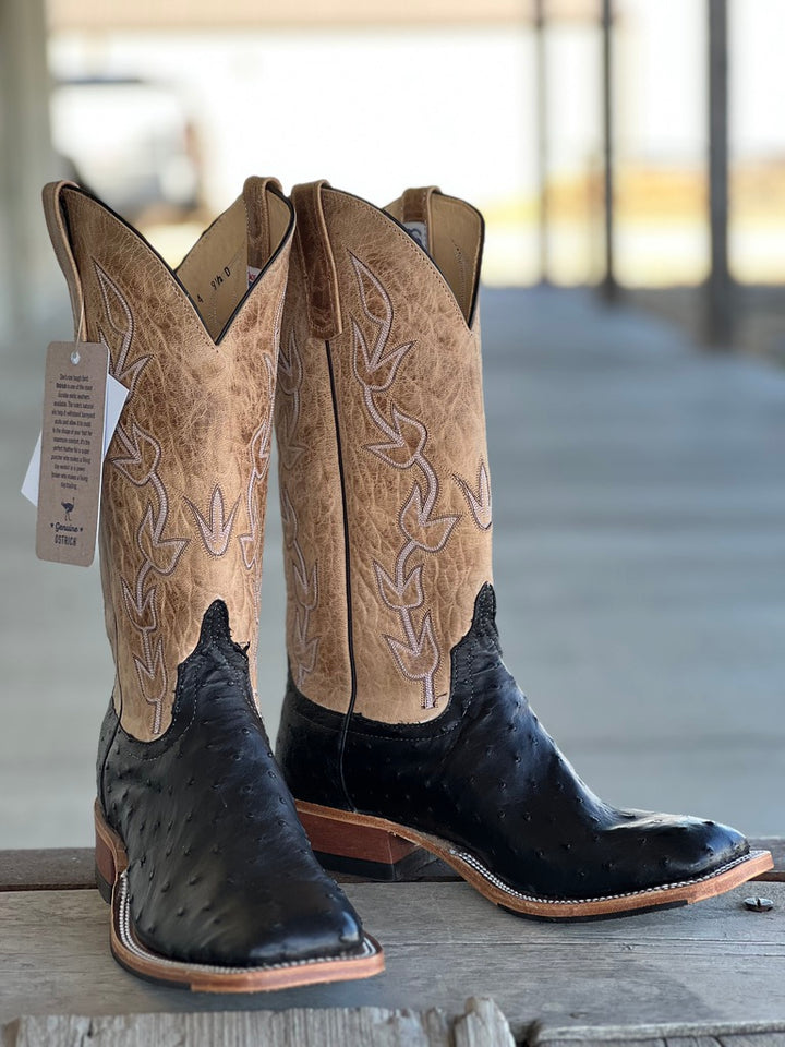 Anderson Bean Black Full Quill Ostrich Boot