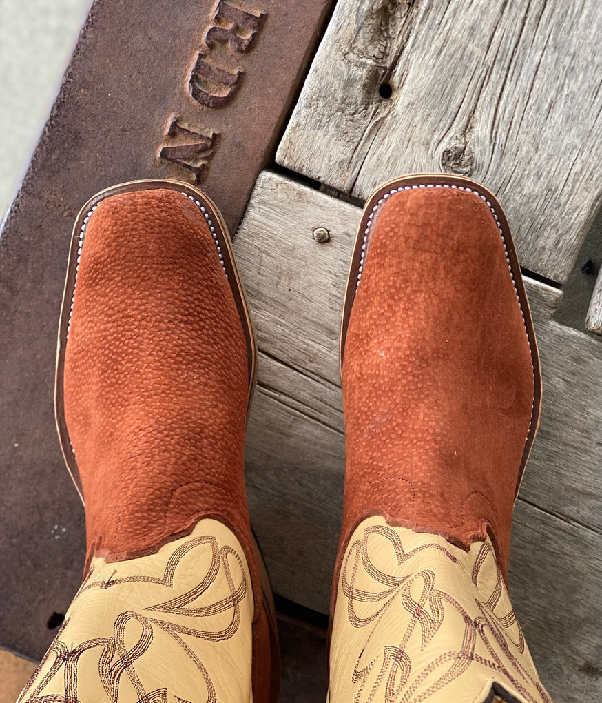 Top view Olathe Boot Co. | Rust Carpincho Boot