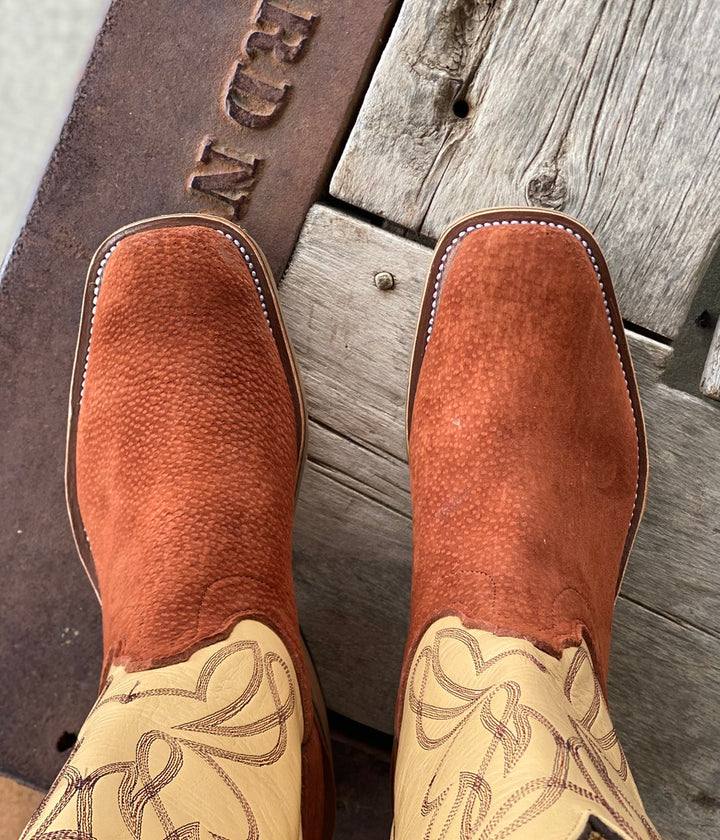 Top view Olathe Boot Co. | Rust Carpincho Boot
