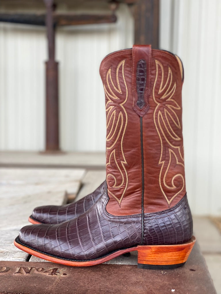 Side view Fenoglio Boot Co. | Chocolate Nile Crocodile Boot