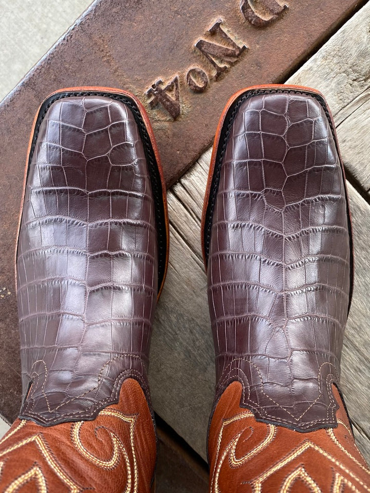 Top view Fenoglio Boot Co. | Chocolate Nile Crocodile Boot