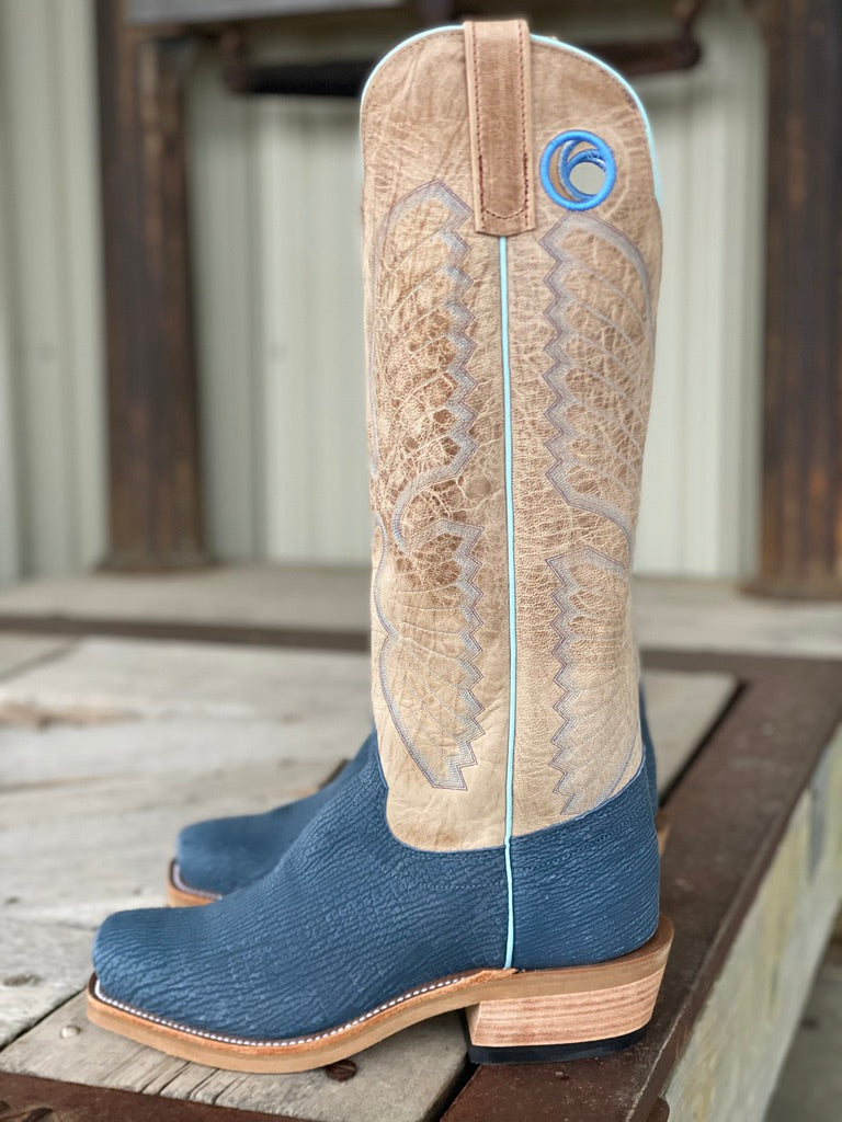 Side view Olathe Boot Co.  | Blue Safari Shark Boot