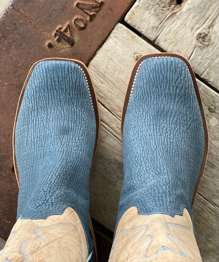 Top view Olathe Boot Co.  | Blue Safari Shark Boot