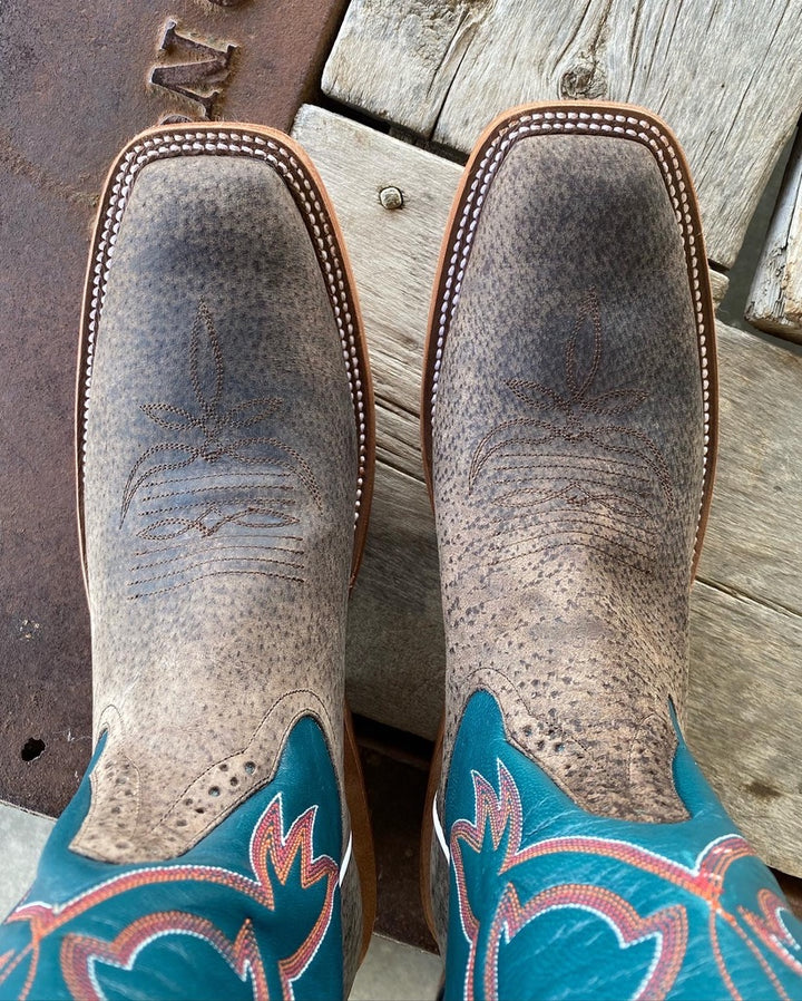 Toe View Rios of Mercedes | Charcoal Boar Boot Gray/Turq