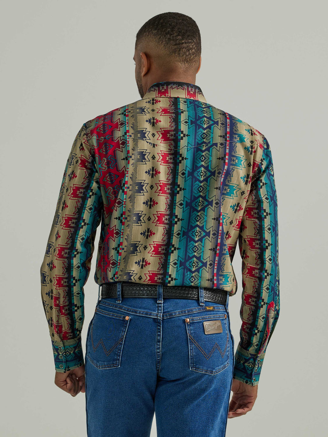 back view Wrangler | Checotah® Western Multi LS Shirt