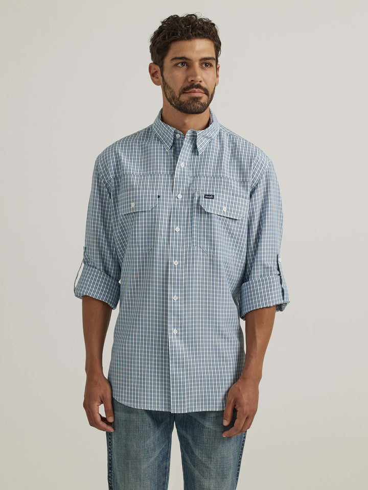 Wrangler | Performance Button Blue Plaid LS Shirt