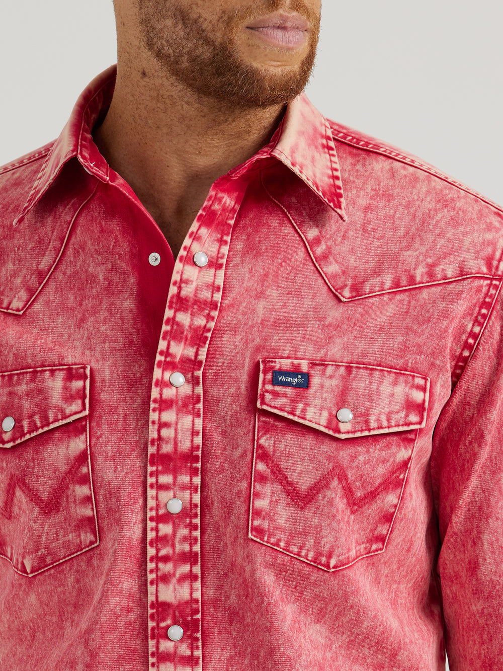 Close UpWrangler | Red Vintage Western LS Shirt