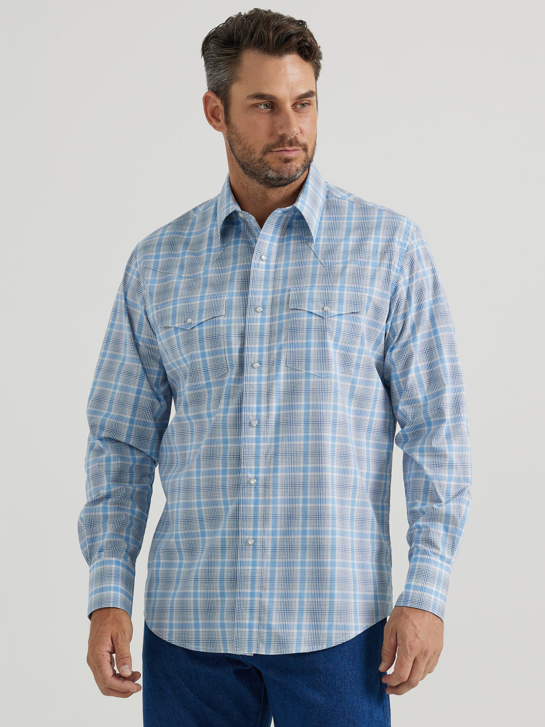 Wrangler | Wrinkle Resist Blue Plaid LS Shirt