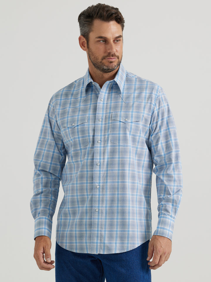 Wrangler | Wrinkle Resist Blue Plaid LS Shirt