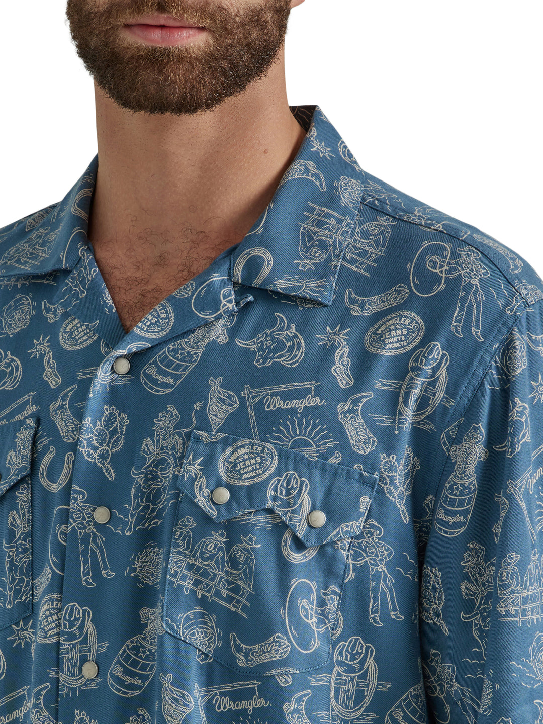Close Up Wrangler | Coconut Cowboy Blue Snap SS Shirt