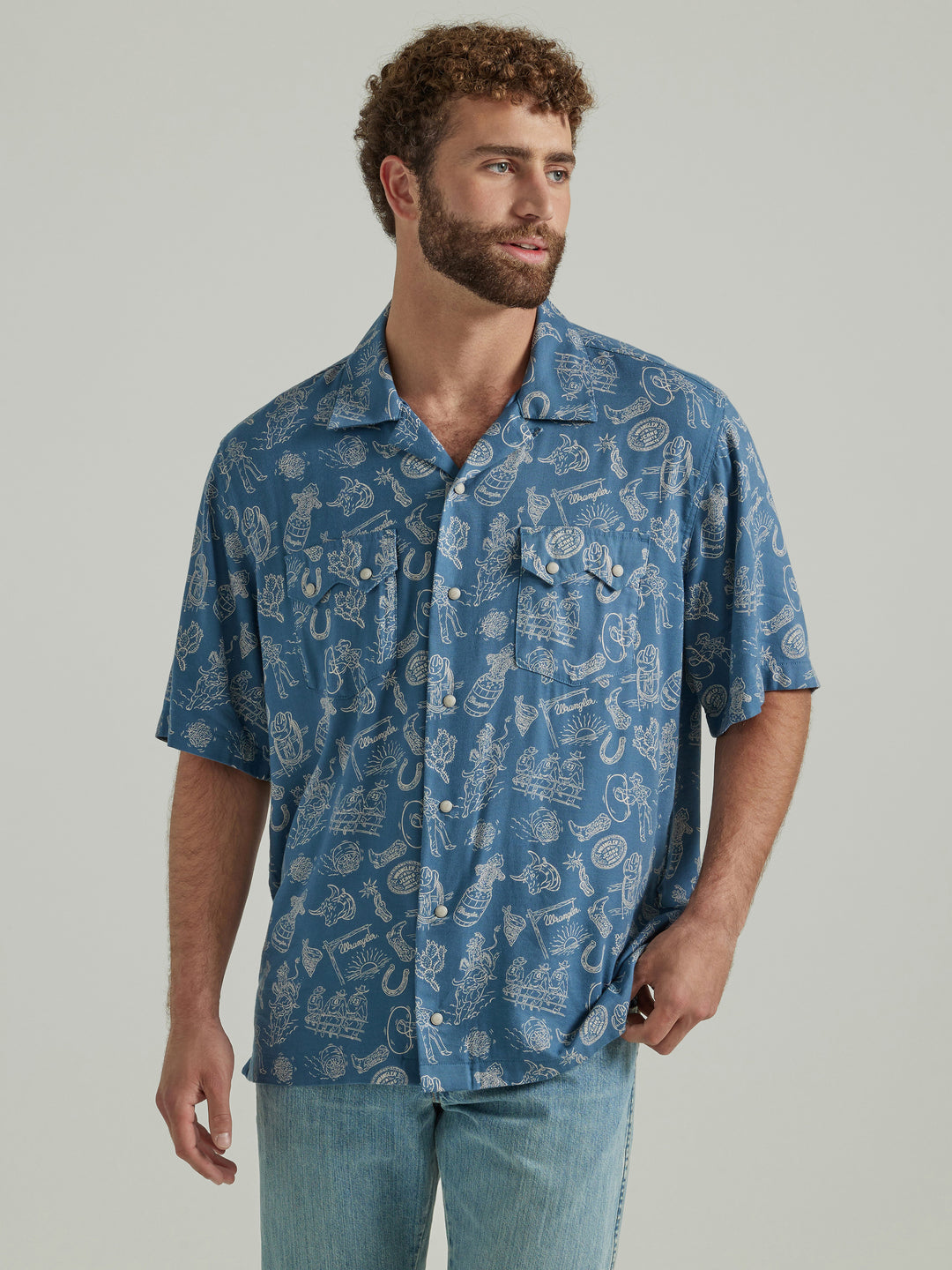 Wrangler | Coconut Cowboy Blue Snap SS Shirt