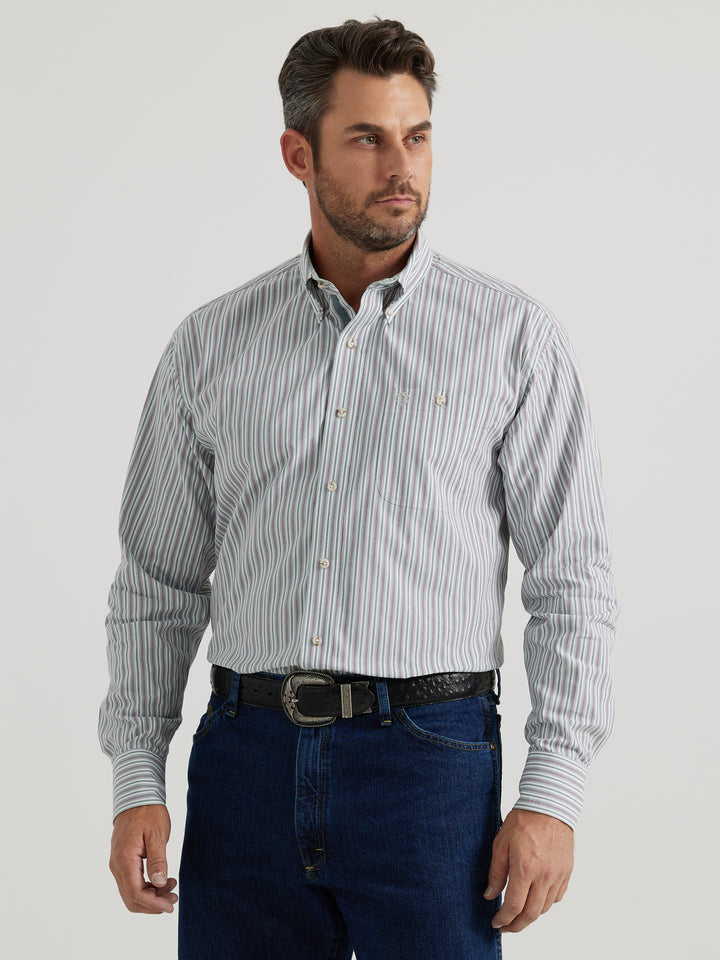 Wrangler | George Strait White Striped LS Shirt