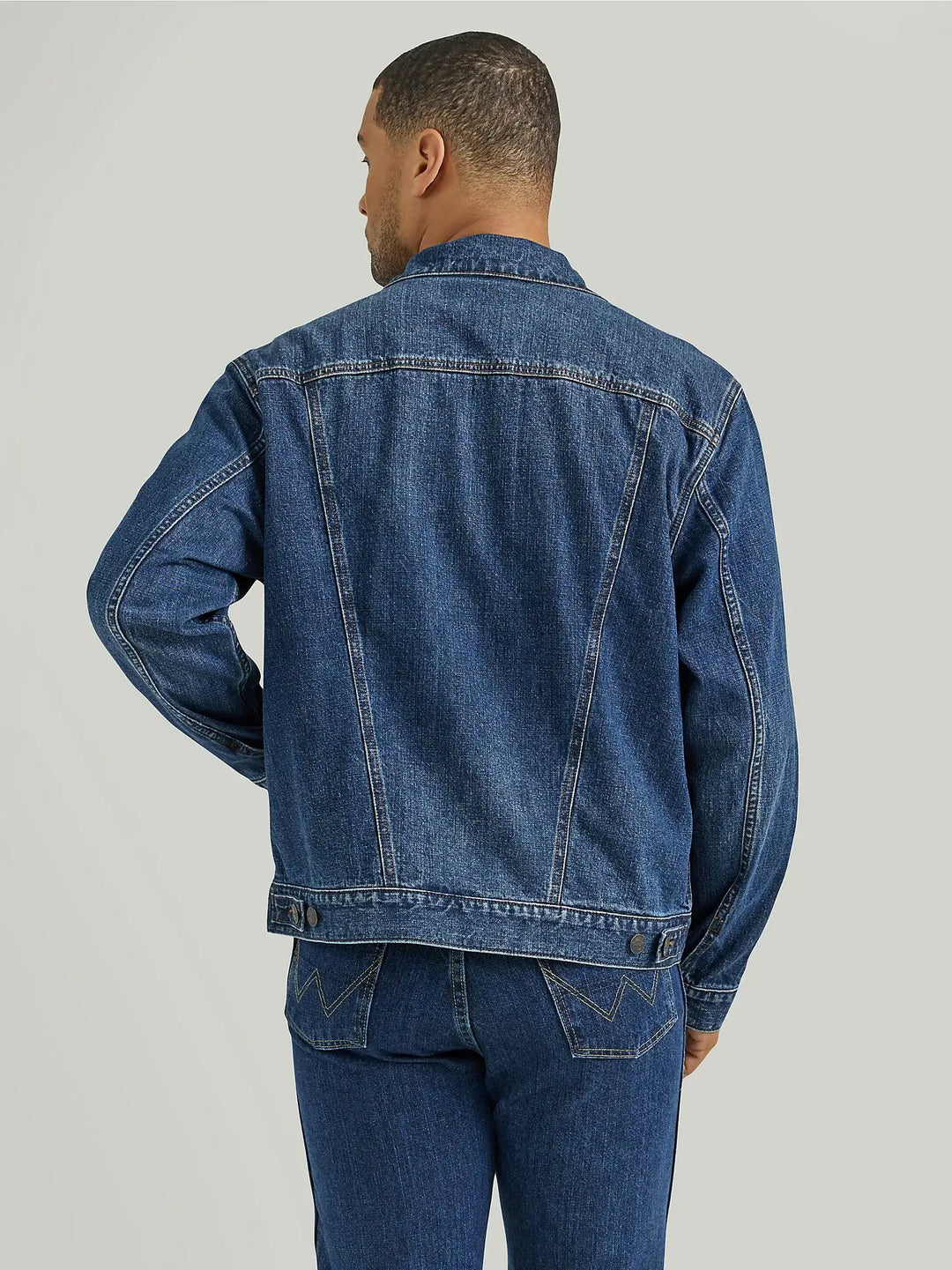 Wrangler | Flannel Lined Western Denim Jacket Back View