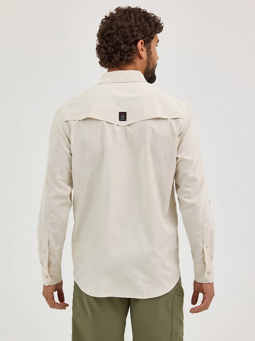 Wrangler | Western Utility LS Beige Snap Shirt Back View