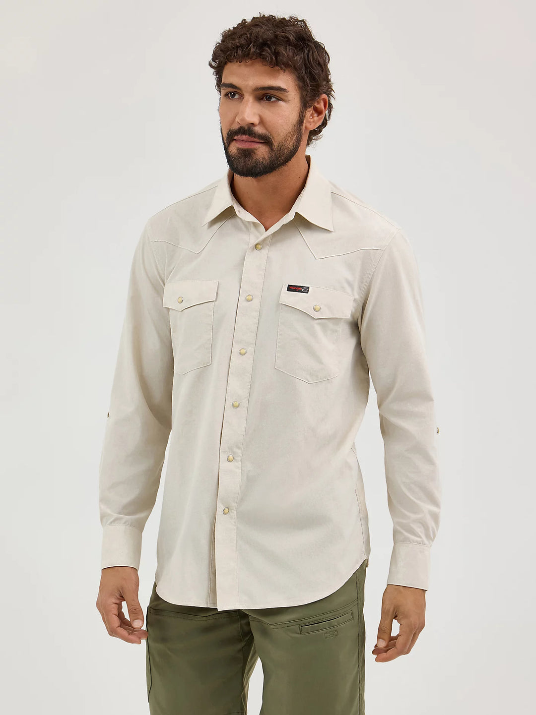 Wrangler | Western Utility LS Beige Snap Shirt
