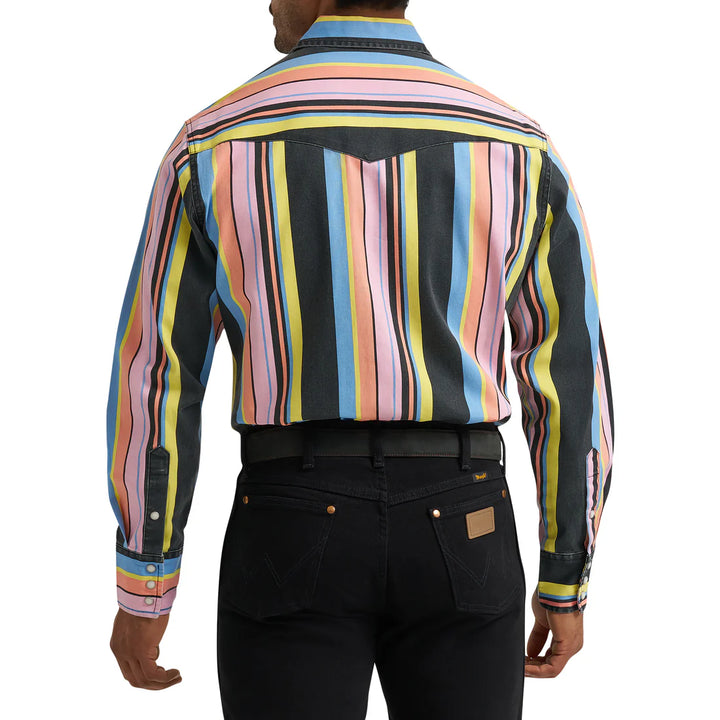 Wrangler | Vintage Inspired Black Multi Snap Shirt | Back