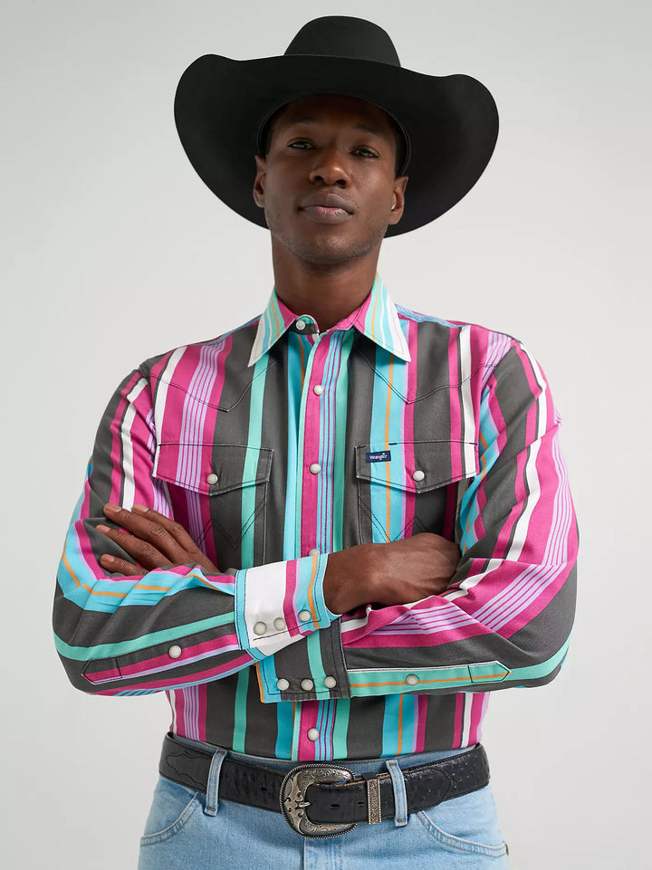 Wrangler | Vintage Brushpopper Desert Dusk Stripe Western LS Shirt