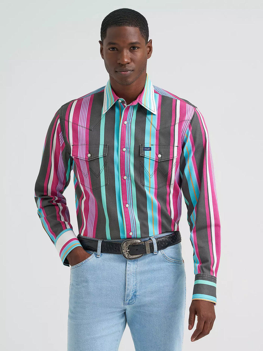 Wrangler | Vintage Brushpopper Desert Dusk Stripe Western LS Shirt