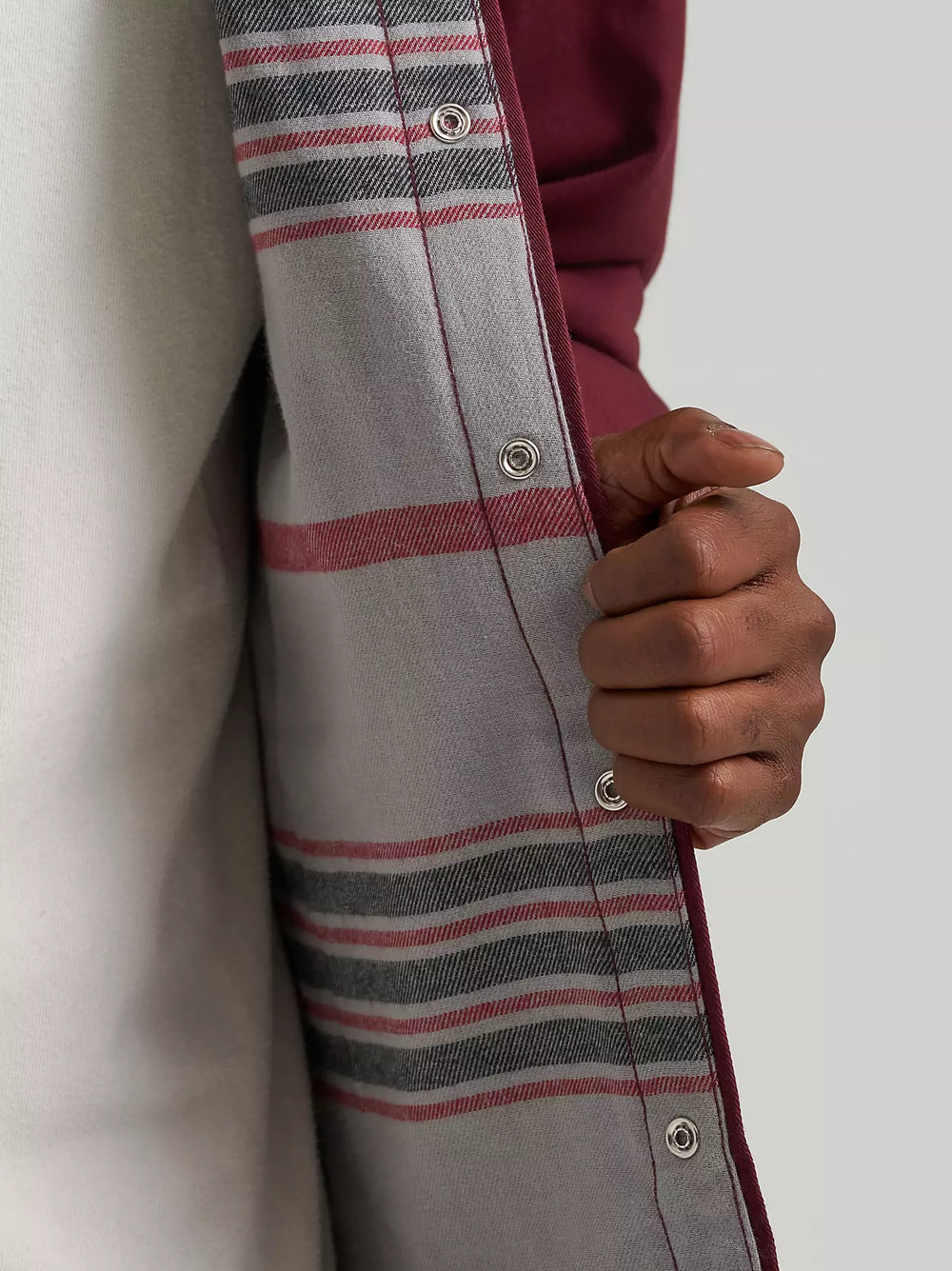 Wrangler | Burgundy Flannel Lined Work Shirt | Inside Lining