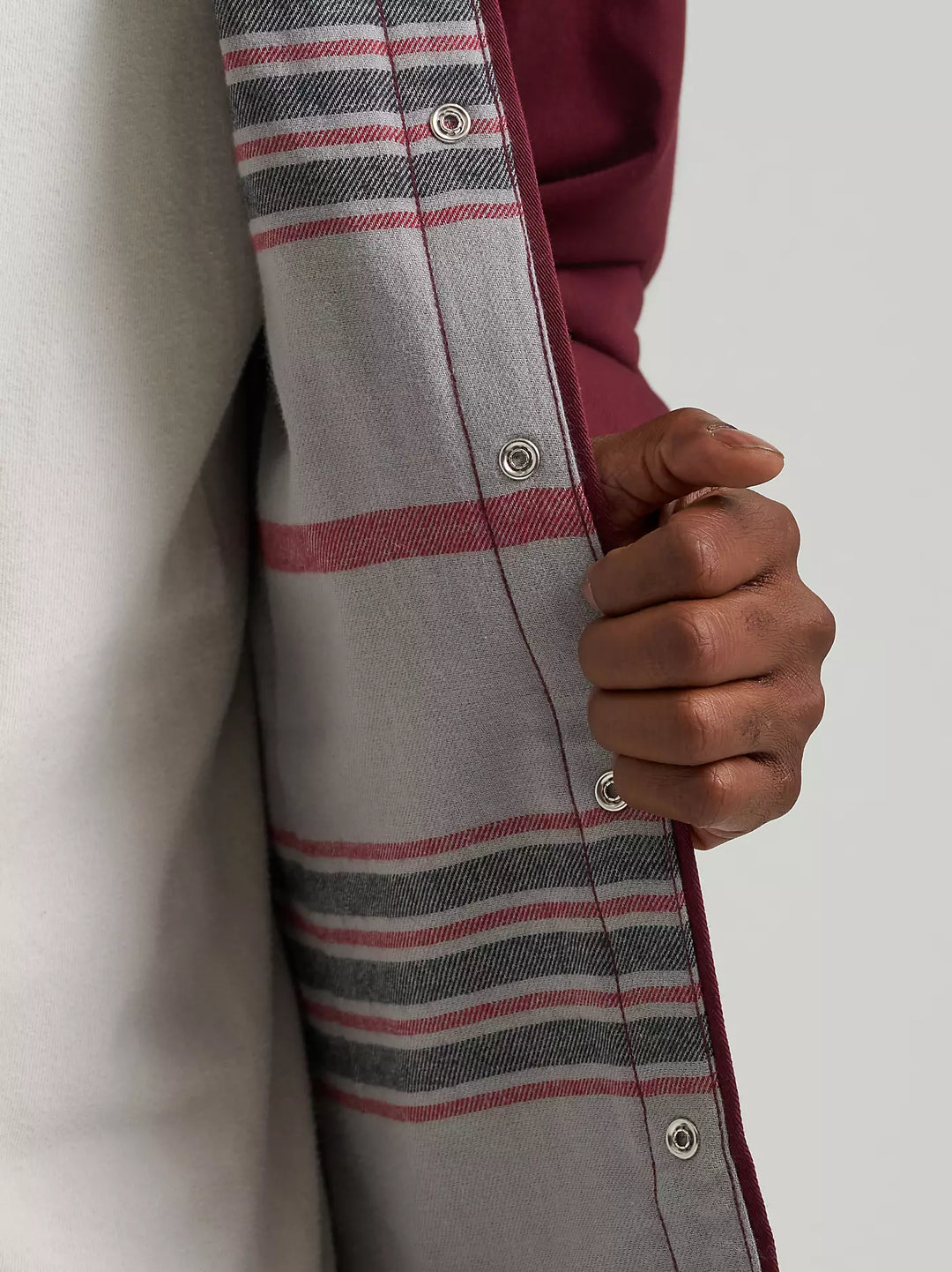 Wrangler | Burgundy Flannel Lined Work Shirt | Inside Lining