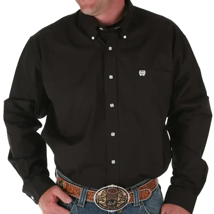 Cinch Men's Solid Black Button-Down Western Shirt XL