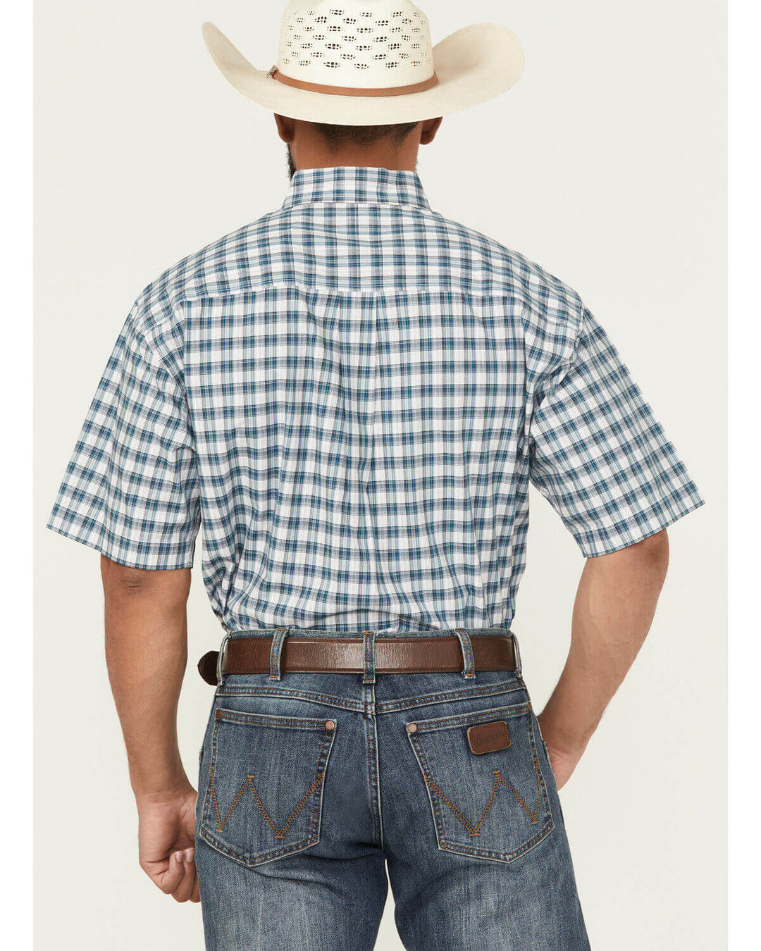 Cinch | Green/White Plaid SS Shirt Back View