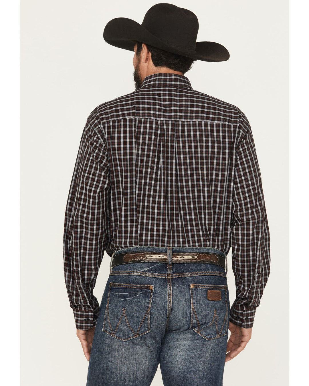 Cinch | Black Plaid LS Shirt Back View