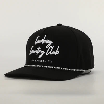 Cowboy Country Club | Cursive Rope Cap | Black | Side View