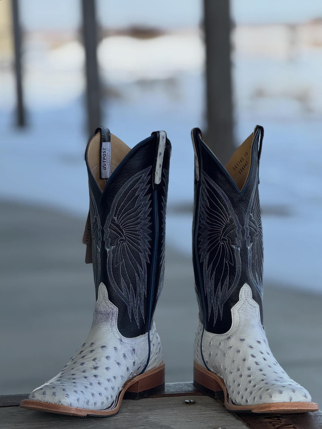 Anderson Bean | White Bruciato Full Quill Ostrich Boot