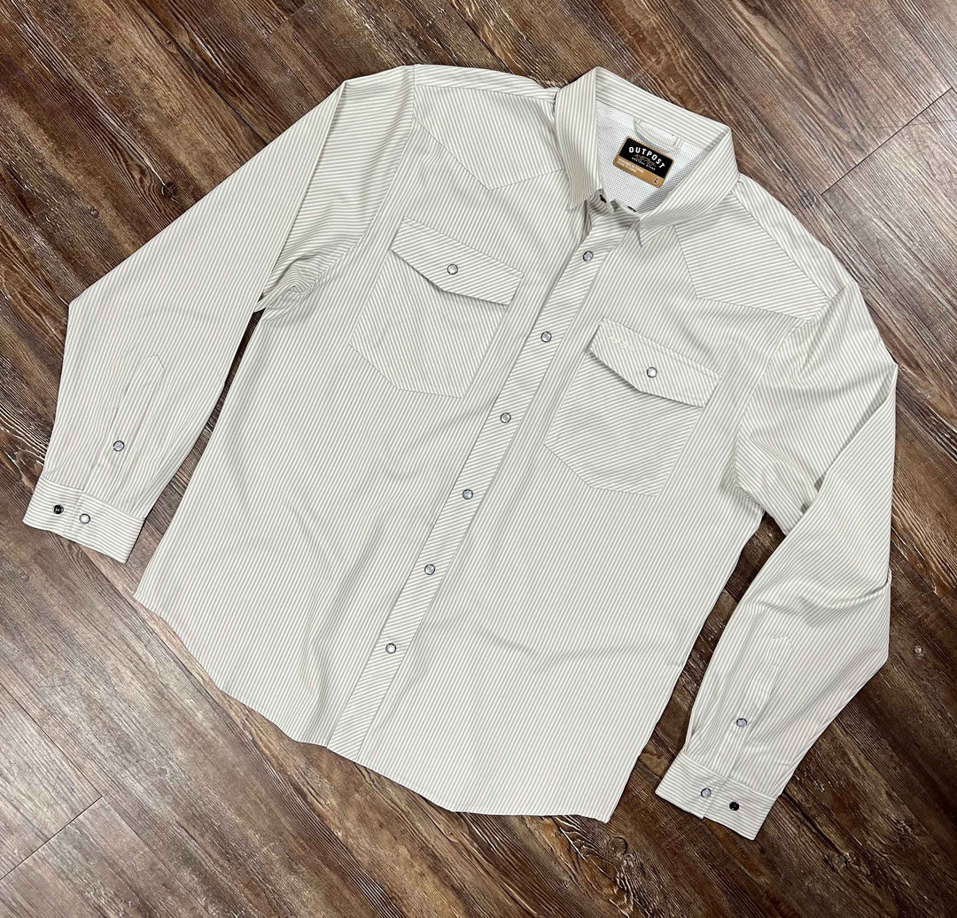 Outpost Performance Pinstripe Pearl Snap Long Sleeve Shirt