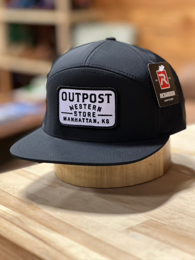 All black Outpost Richardson 169 Cap with black/white Outpost Western Store Patch