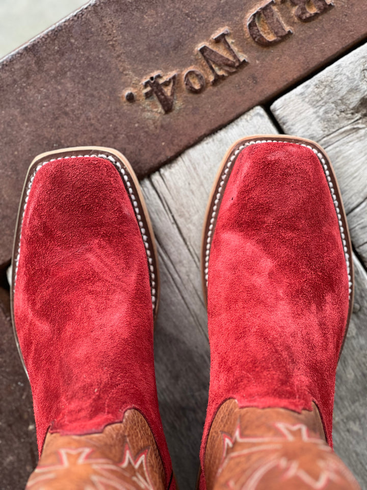 Olathe Boot Co. | Red Hot Waxy Kudu Roughout Boot | Toe View