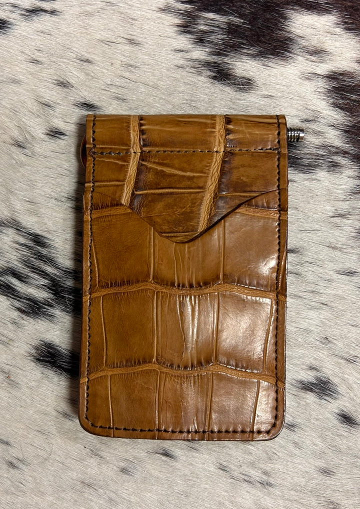 Fenoglio | Nile Croc Money Clip Wallet | Antique Saddle