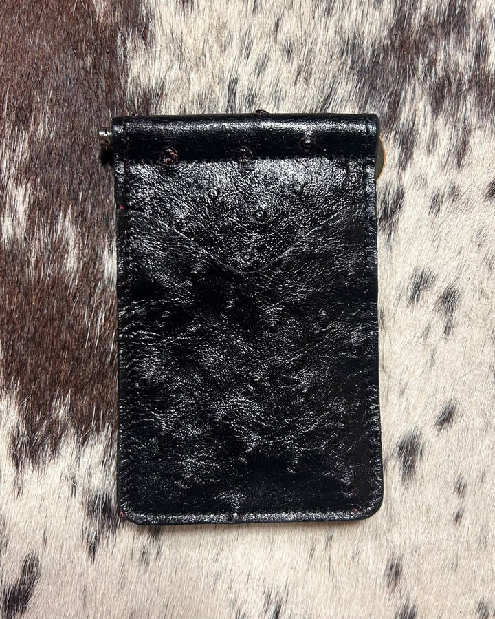 Fenoglio | Ostrich Money Clip Wallet Black Cherry