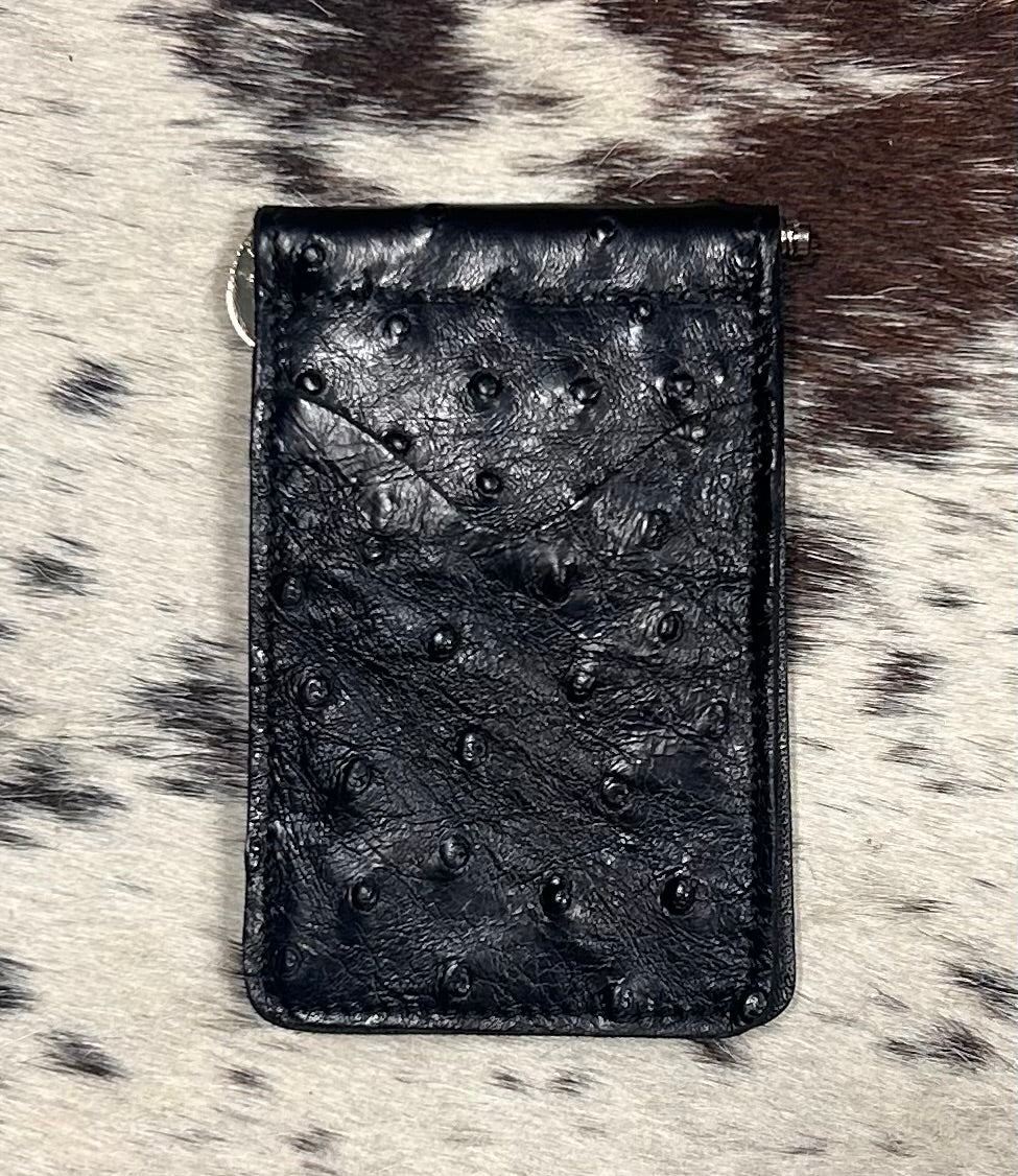 Fenoglio | Ostrich Money Clip Wallet Black