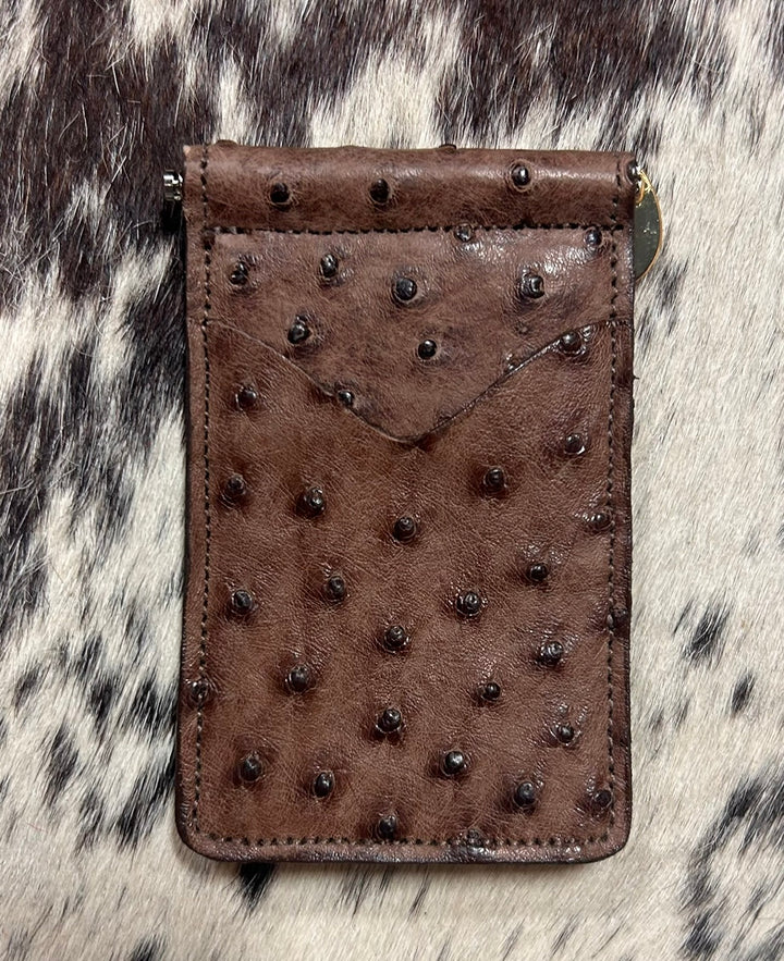 Fenoglio | Ostrich Money Clip Wallet Kango 
Tobacco