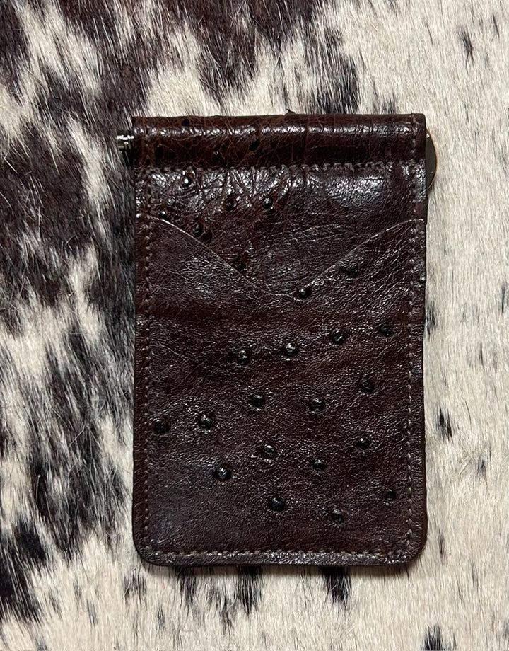 Fenoglio | Ostrich Money Clip Wallet Nicotine