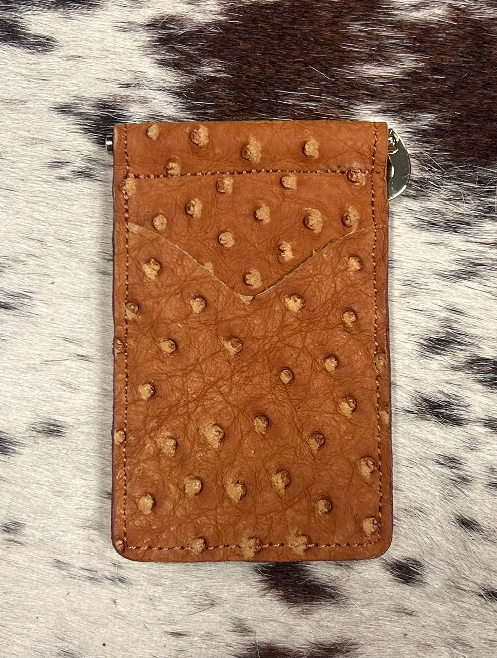 Fenoglio | Ostrich Money Clip Wallet Unfinished Almond