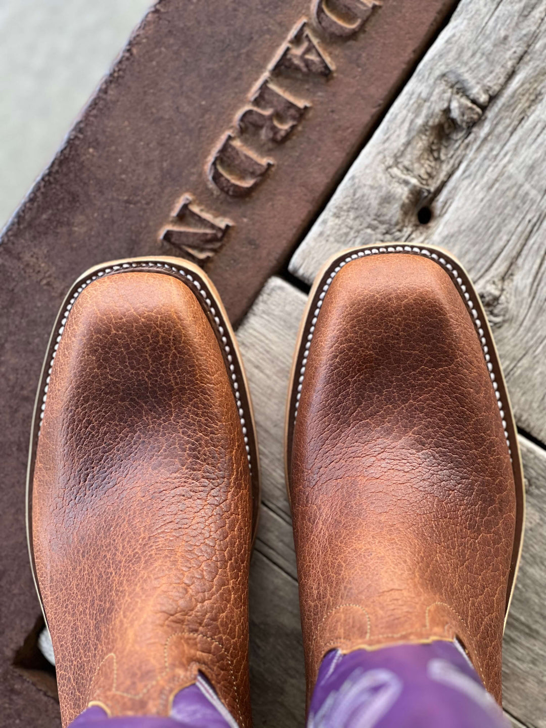 Top View Olathe Boot Co. | Cognac Tuscan Tall Top Boot