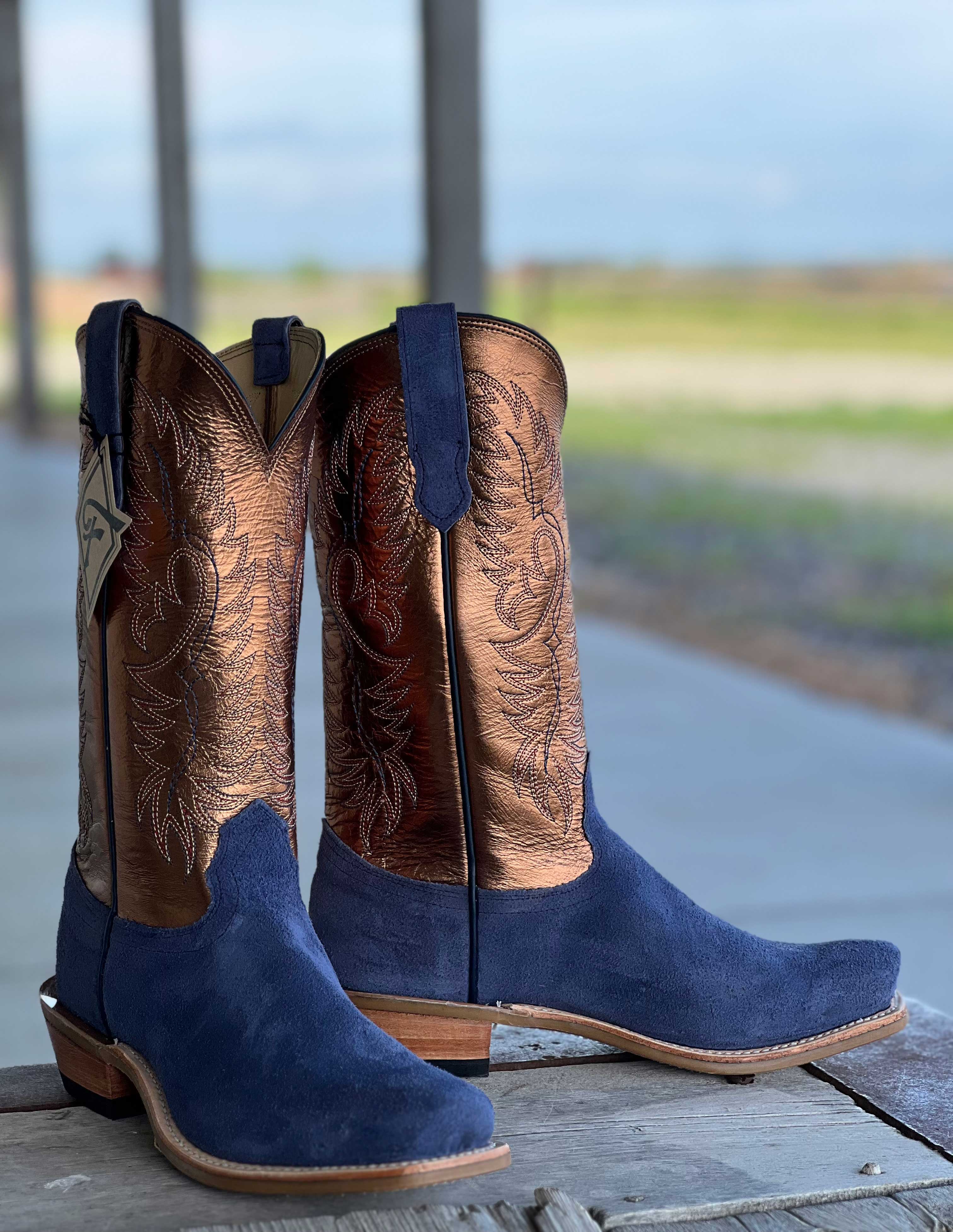 Navy cowboy boots on sale