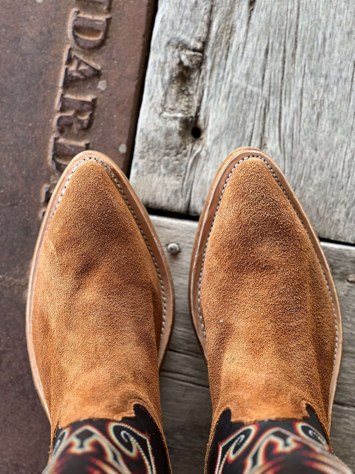 Toe View Fenoglio Boot Co. | Red Brown Roughout Boot