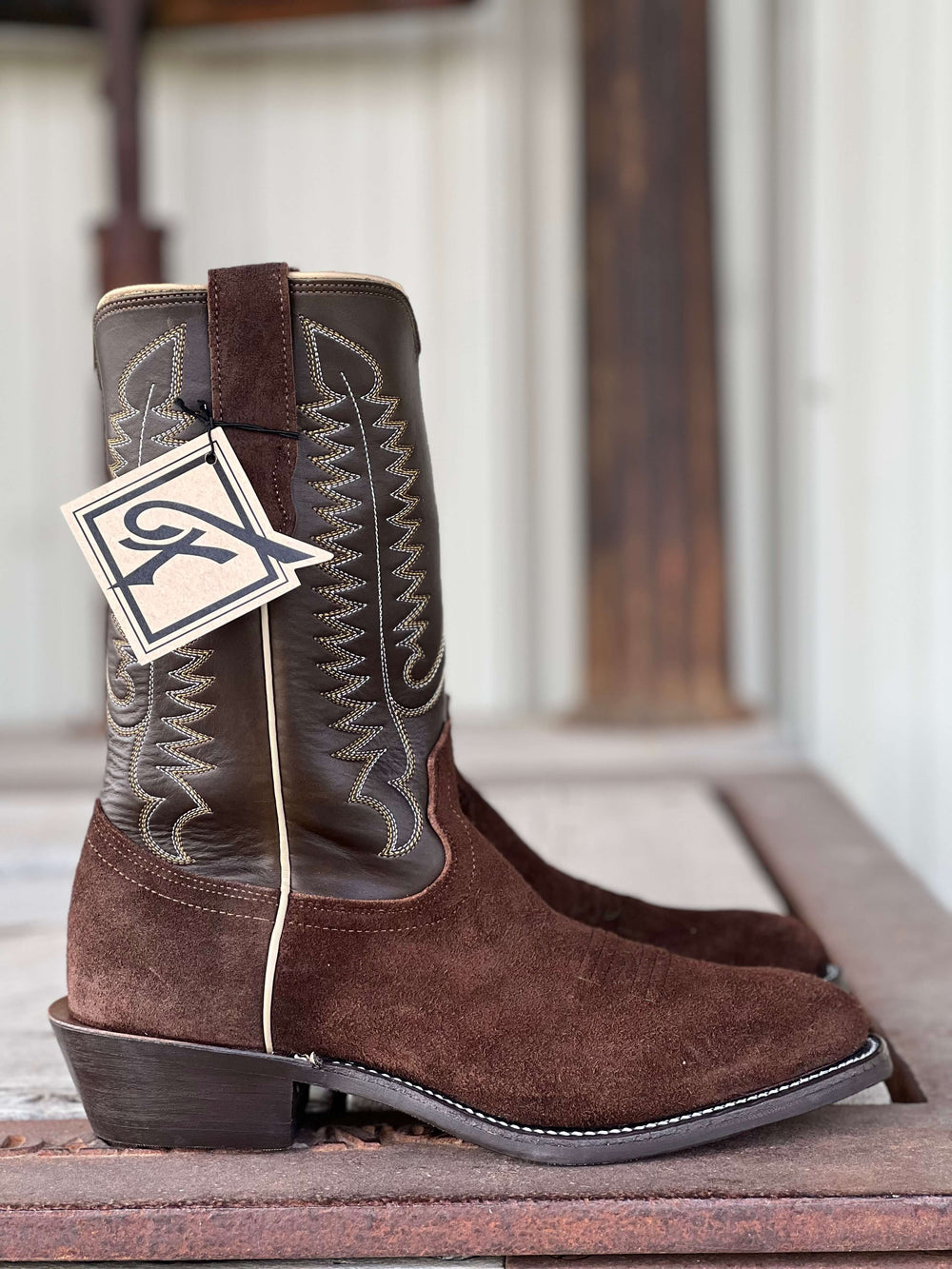 Side View Fenoglio Boot Co. | Greenland Brown Roughout Boot