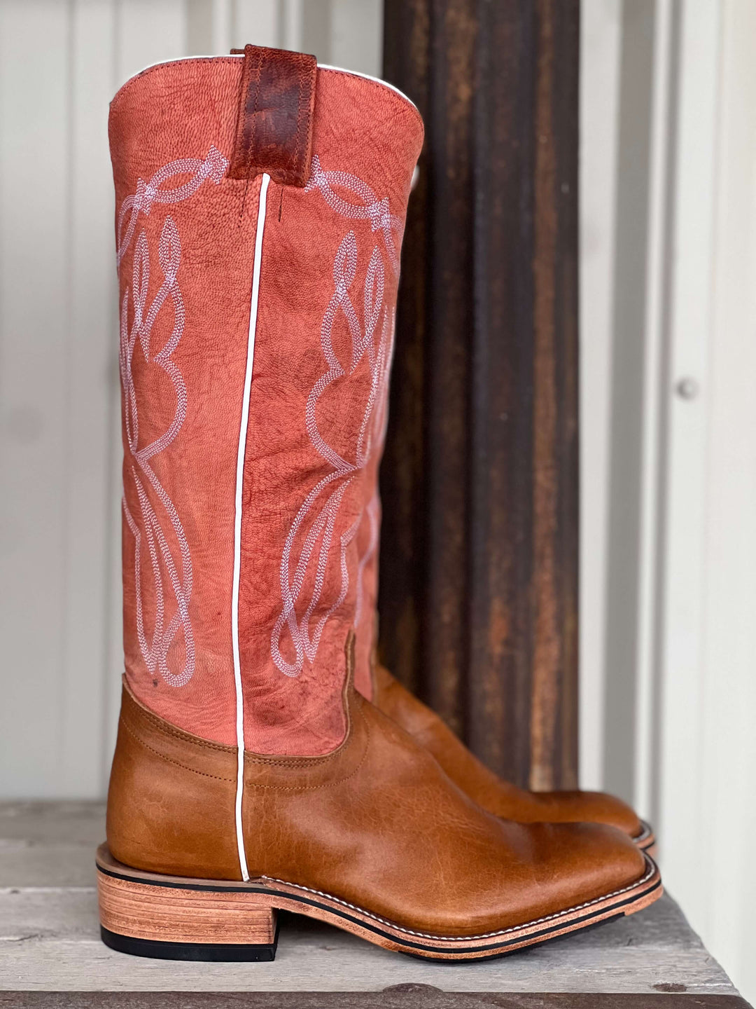 Side View Olathe Boot Co. | Vanilla Navajo Bison Tall Top Boot