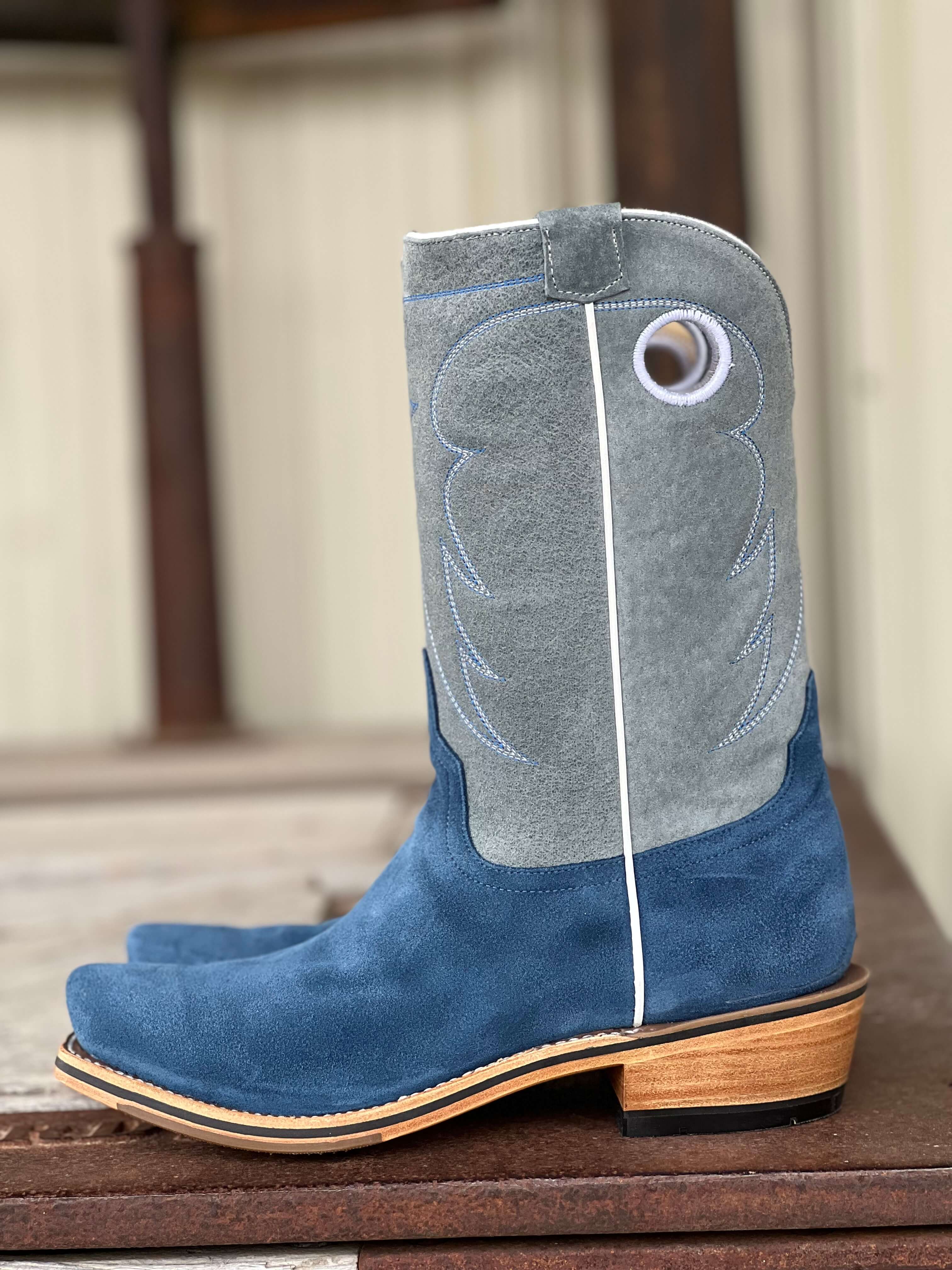 Blue suede cowboy hot sale boots mens